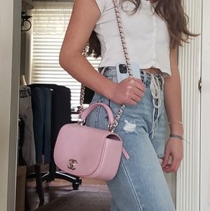 Authentic Chanel Flap with top handle 17C pink